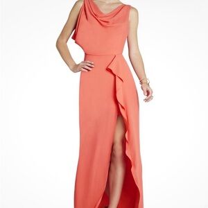 Elegant Coral Sydney BCBG evening Gown.